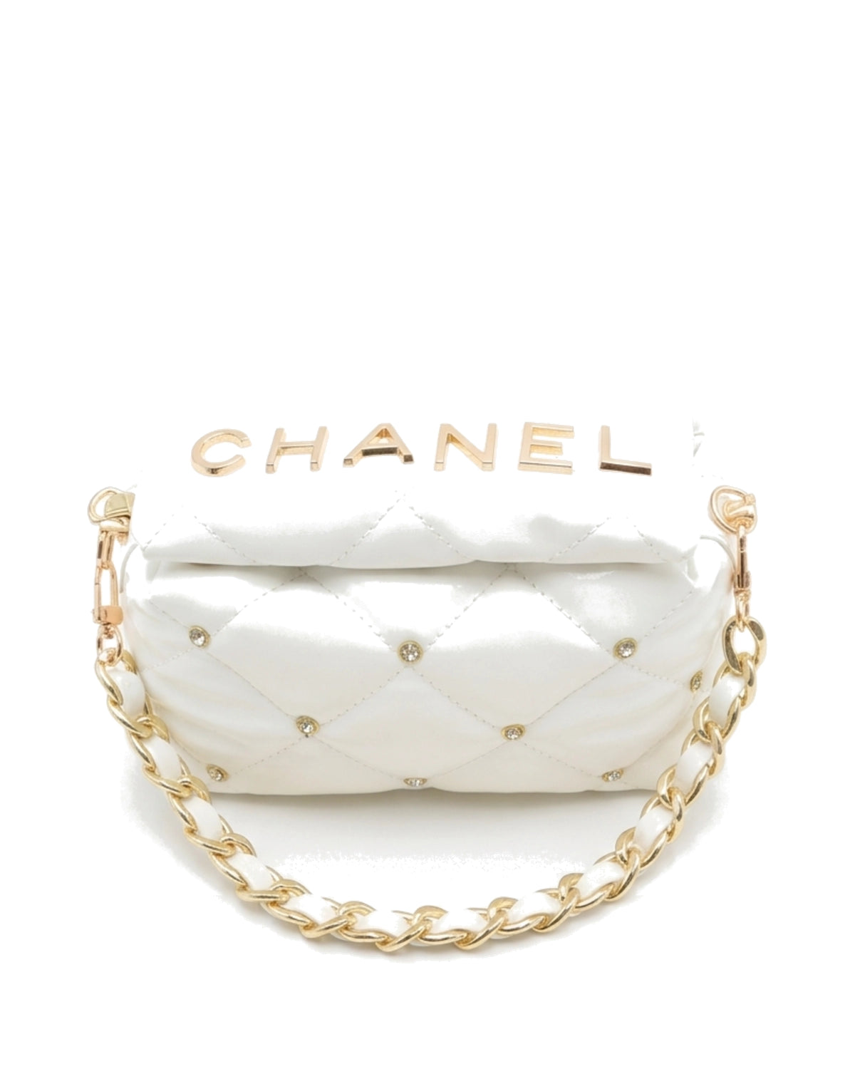Cosette Quilted Chain Bag — White — Top view