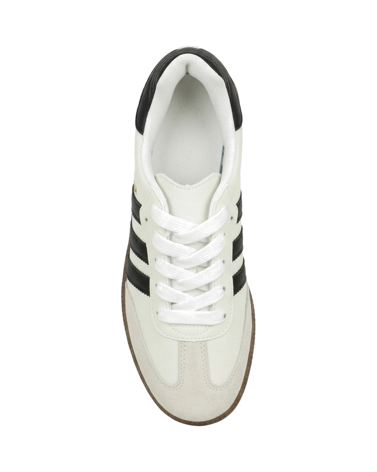 TKN Pace — White / Black — low-profile lace-up design — overhead view.