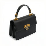 Pearl — A structured top-handle bag with a flap and front metal detail.
