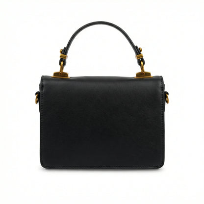 Pearl — A structured top-handle bag with a flap and front metal detail.