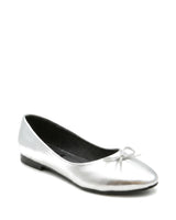 Amelie Bow Ballet Flats — Silver — Front three-quarter