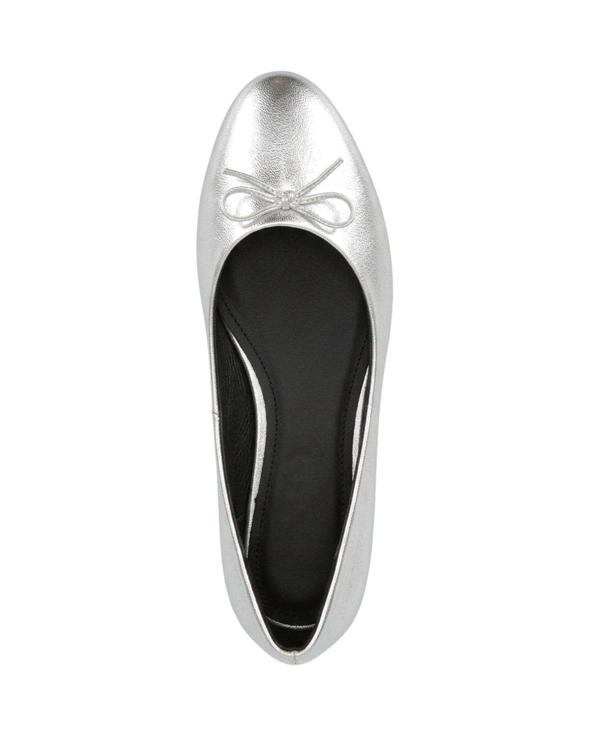 Amelie Bow Ballet Flats — Silver — Top view