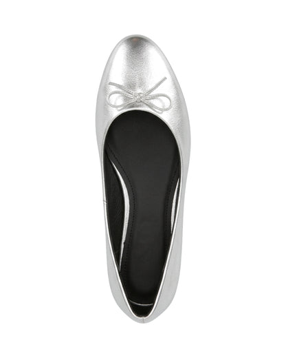Amelie Bow Ballet Flats — Silver — Top view