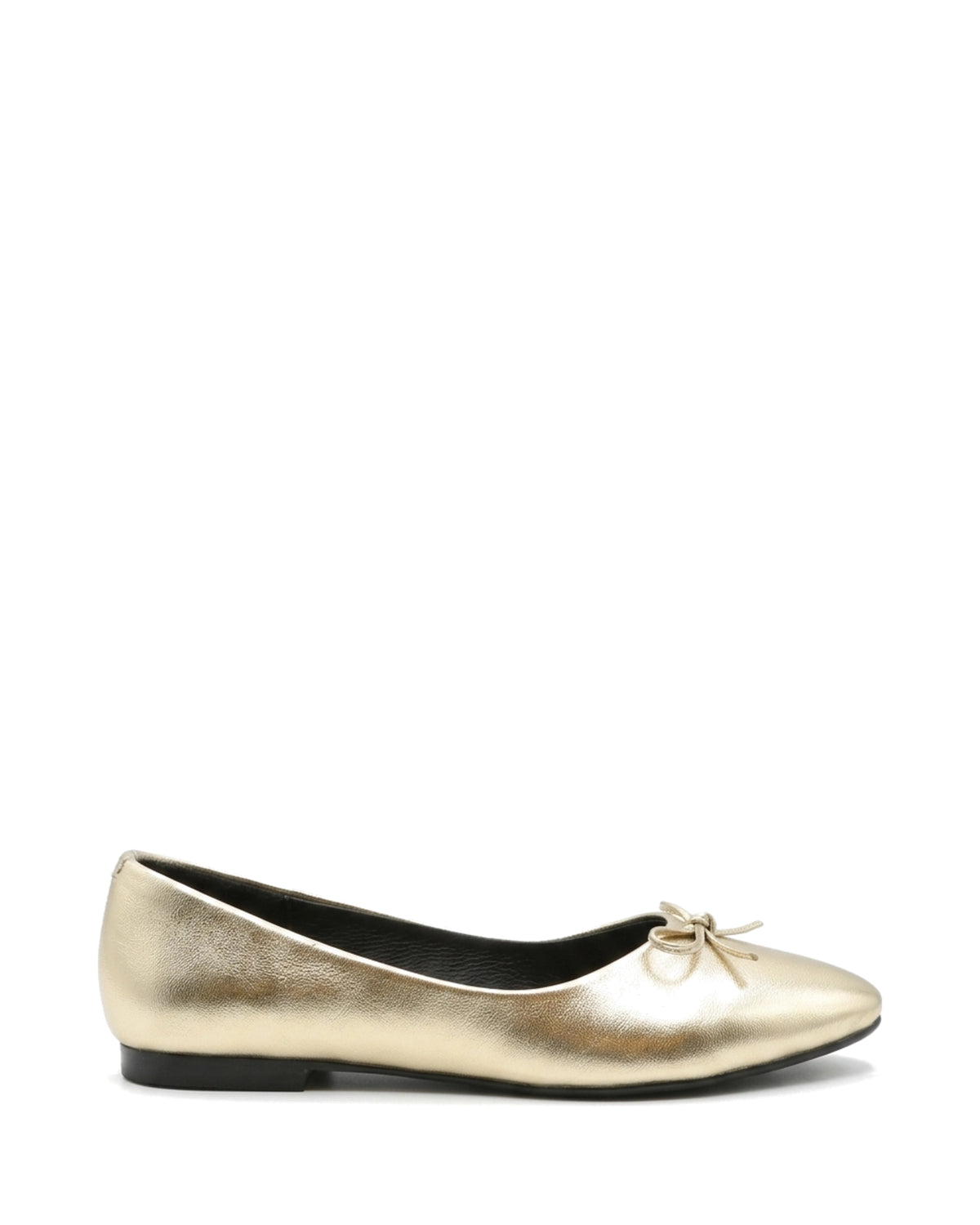 Amelie Bow Ballet Flats — Gold — Side profile