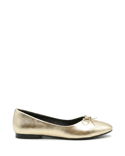 Amelie Bow Ballet Flats — Gold — Side profile