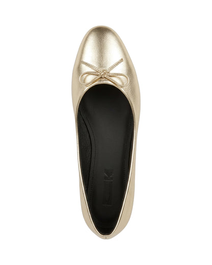 Amelie Bow Ballet Flats — Gold — Top view