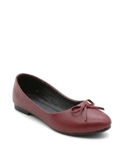 Amelie Bow Ballet Flats — Burgundy — Front three-quarter
