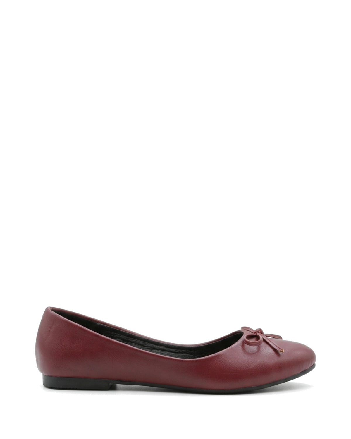 Amelie Bow Ballet Flats — Burgundy — Side profile