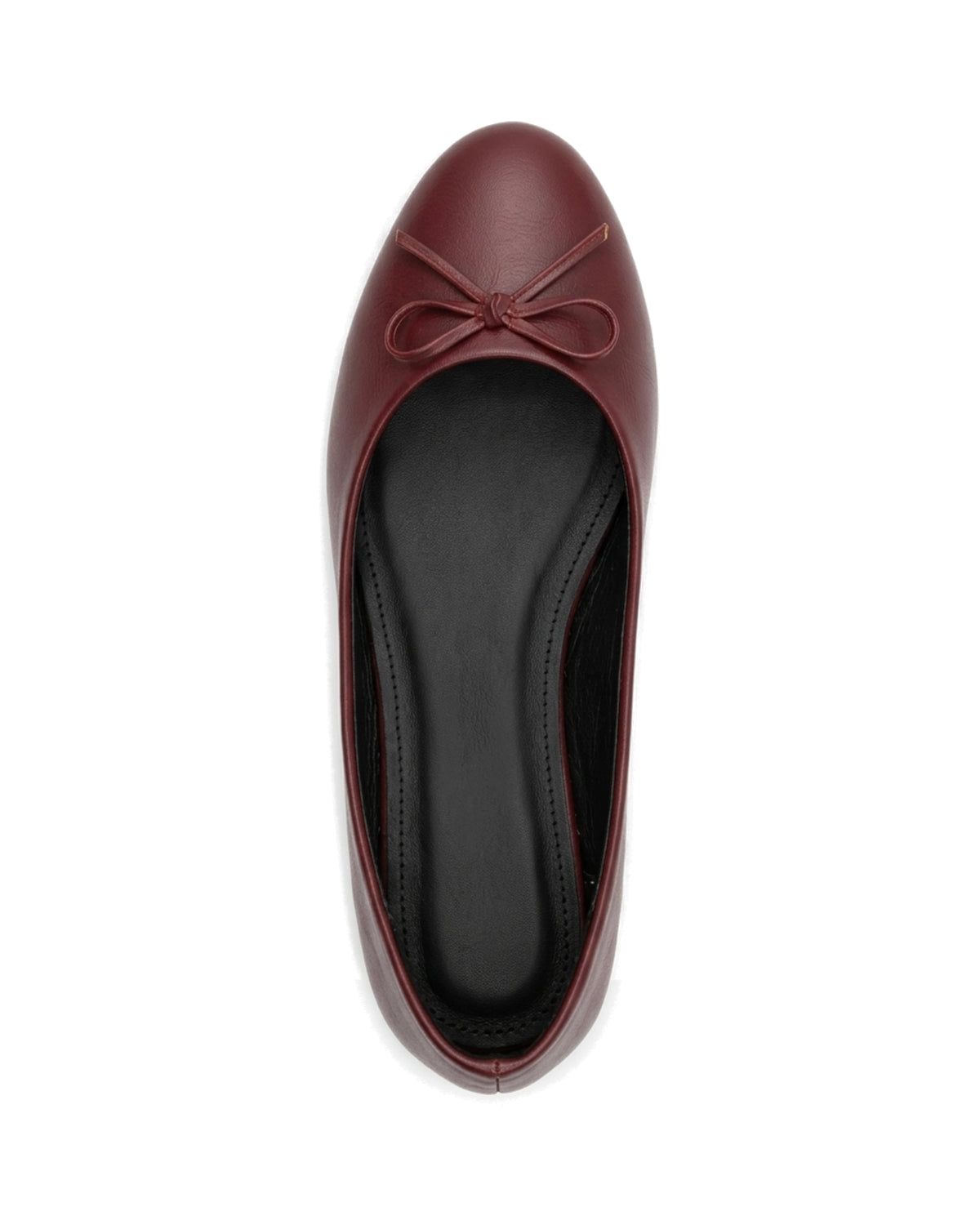 Amelie Bow Ballet Flats — Burgundy — Top view