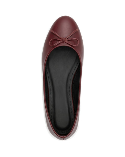 Amelie Bow Ballet Flats — Burgundy — Top view