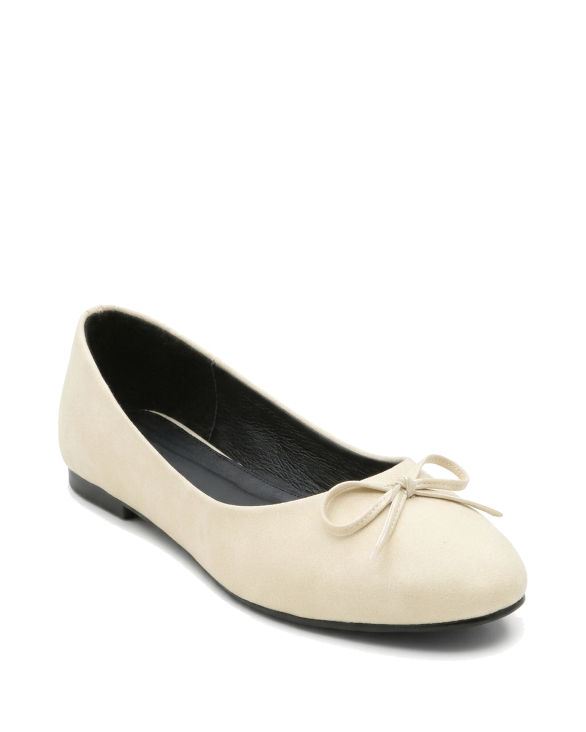 Amelie Bow Ballet Flats — Cream — Front three-quarter