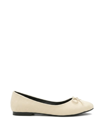 Amelie Bow Ballet Flats — Cream — Side profile