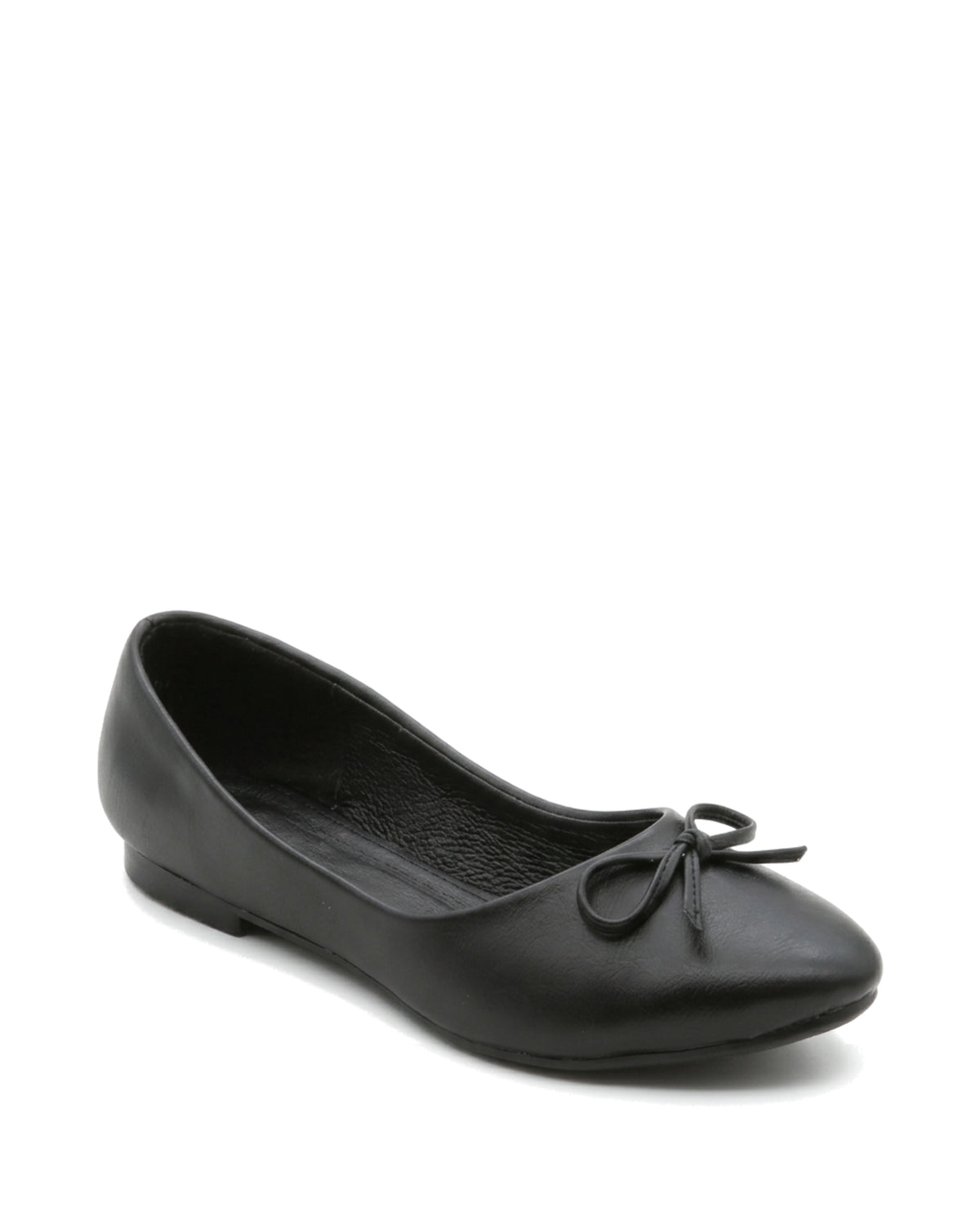 Amelie Bow Ballet Flats — Black — Front three-quarter