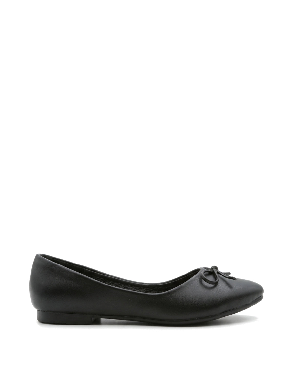 Amelie Bow Ballet Flats — Black — Side profile