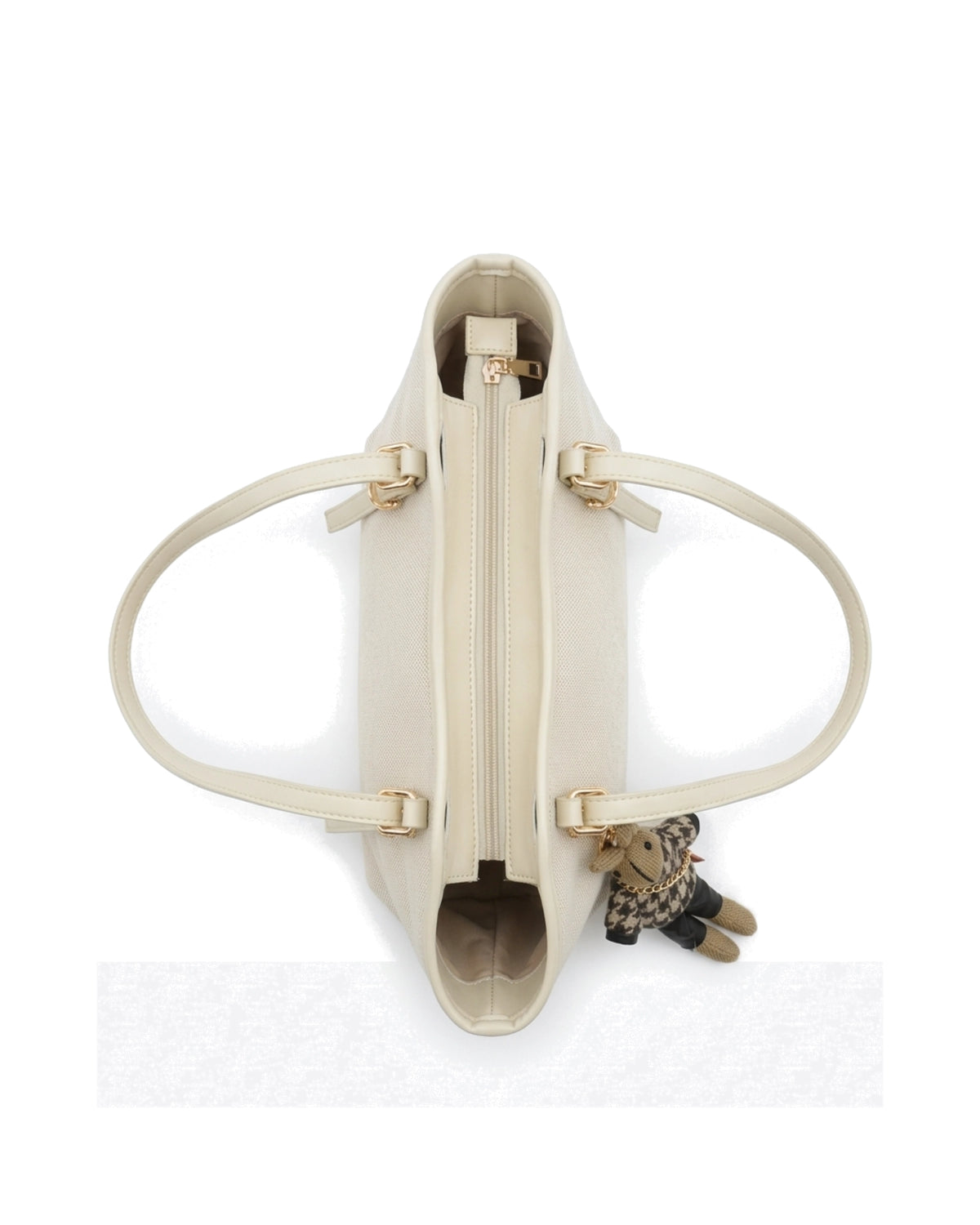 Annabelle Charm-Detail Tote Bag — Cream — Top view