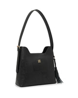 Aveline Panelled Shoulder Bag — Black — Front three-quarter