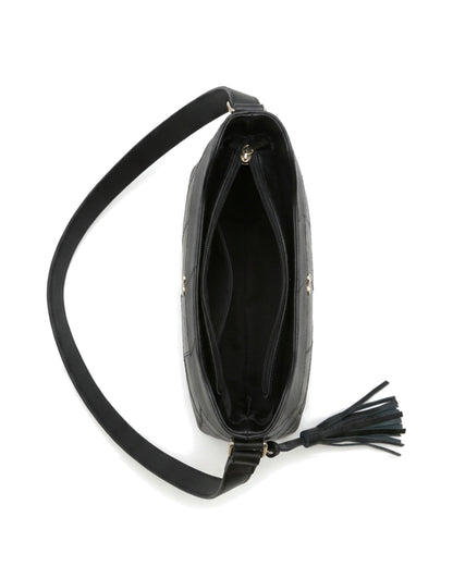 Aveline Panelled Shoulder Bag — Black — Top view