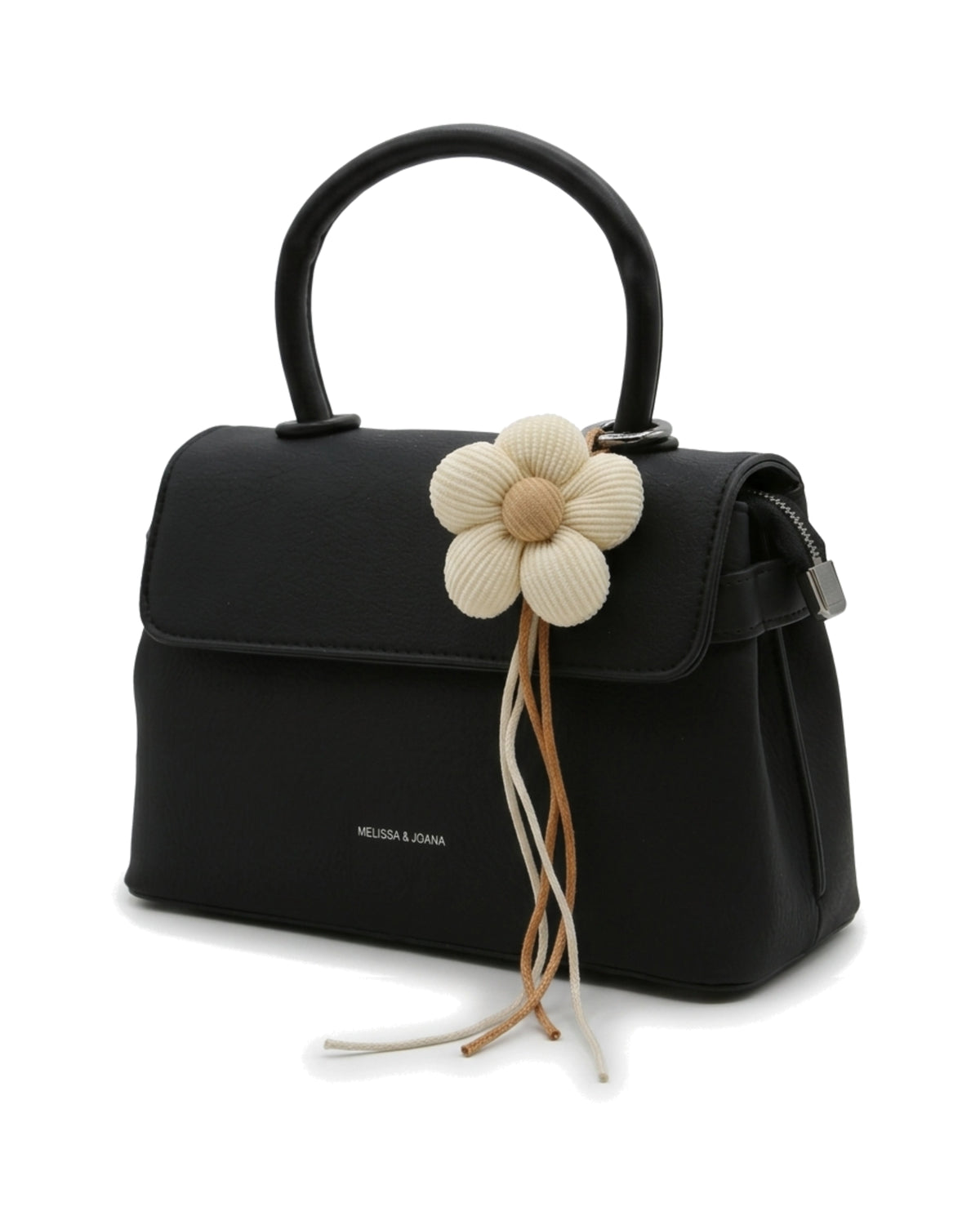 TKN Blossom — Black — flap-front body — front three-quarter view.