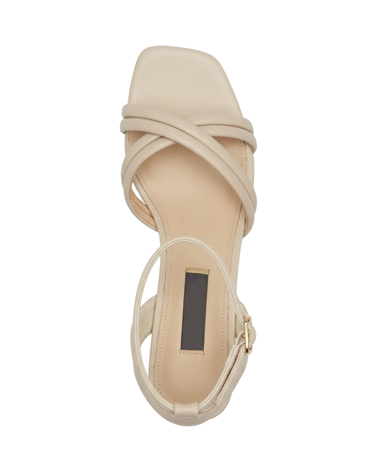 TKN Cadence — Beige — square open toe — overhead view.