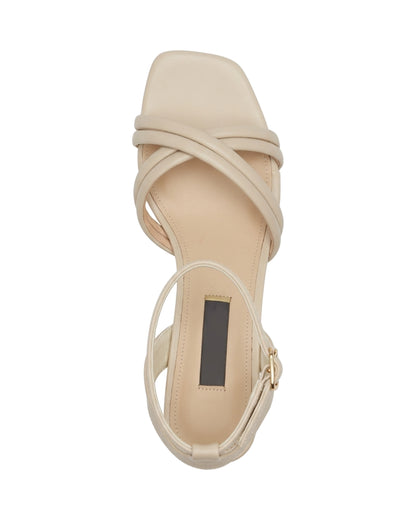 TKN Cadence — Beige — square open toe — overhead view.