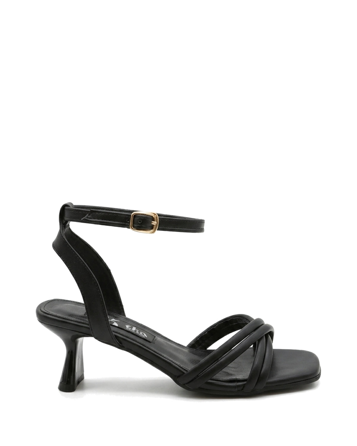 TKN Cadence — Black — square open toe — side profile.
