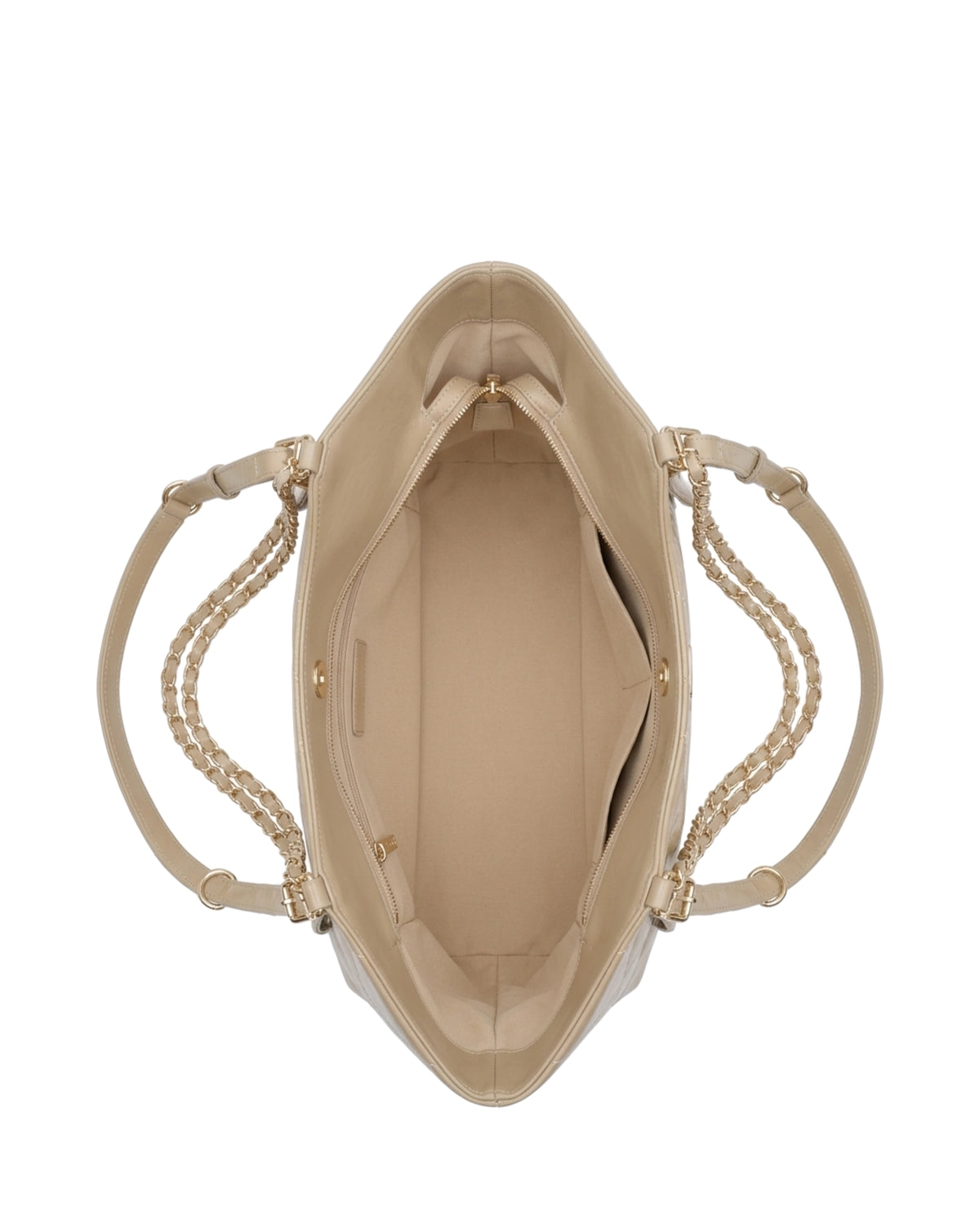 TKN Cascade — Beige — dipped top outline — overhead view.