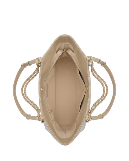 TKN Cascade — Beige — dipped top outline — overhead view.