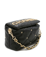 Cosette Quilted Chain Bag — Black — Front three-quarter