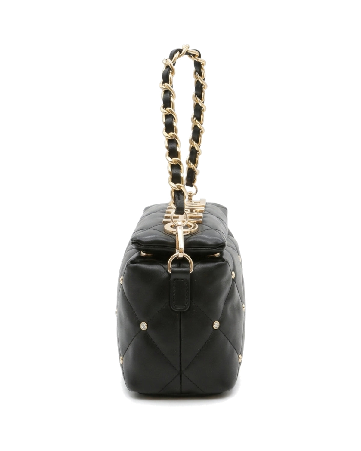 Cosette Quilted Chain Bag — Black — Side profile