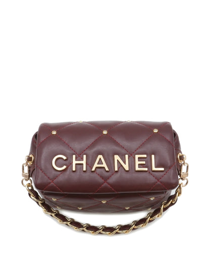 Cosette Quilted Chain Bag — Burgundy — Top view