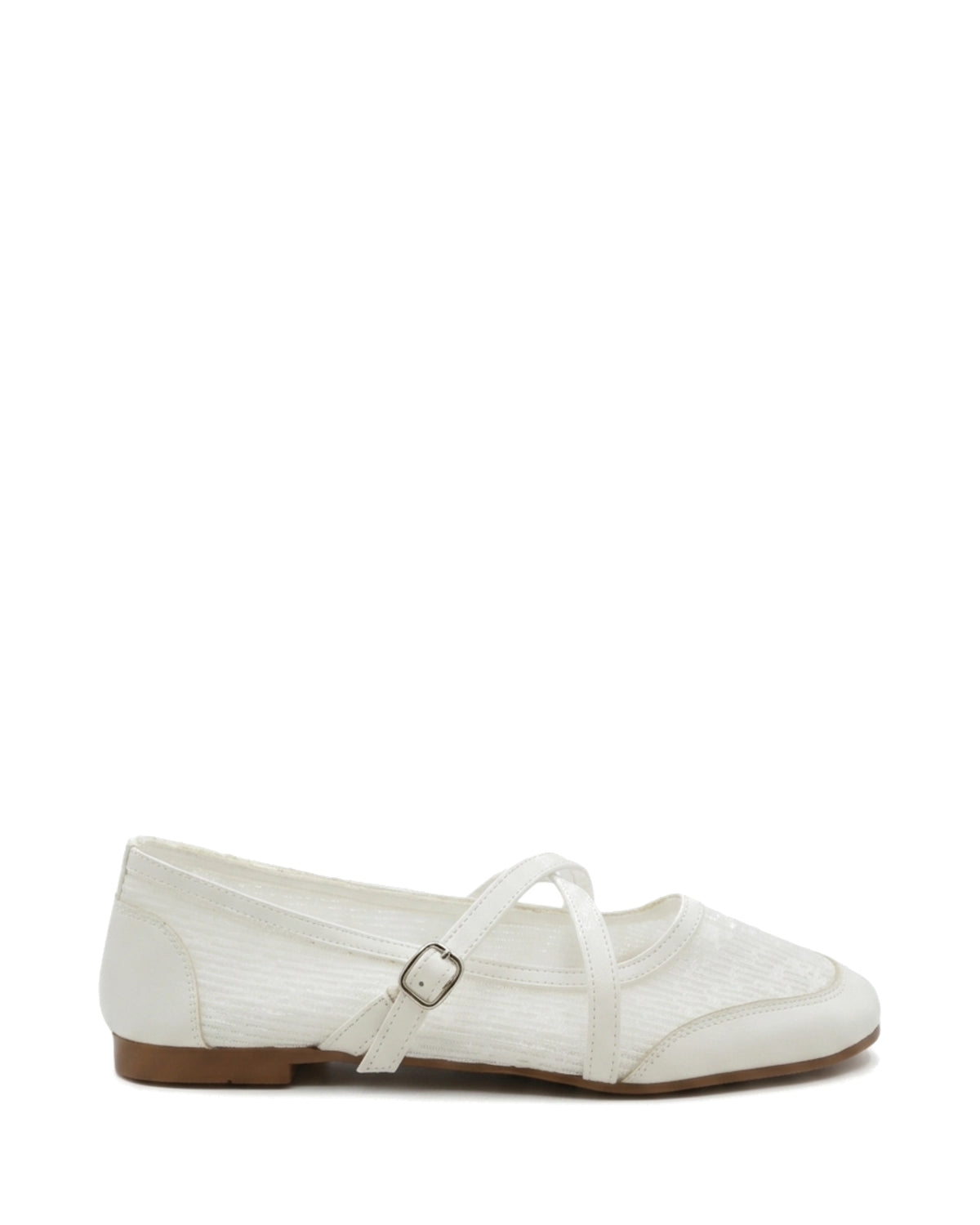 TKN Crossover — White — rounded toe — side profile.