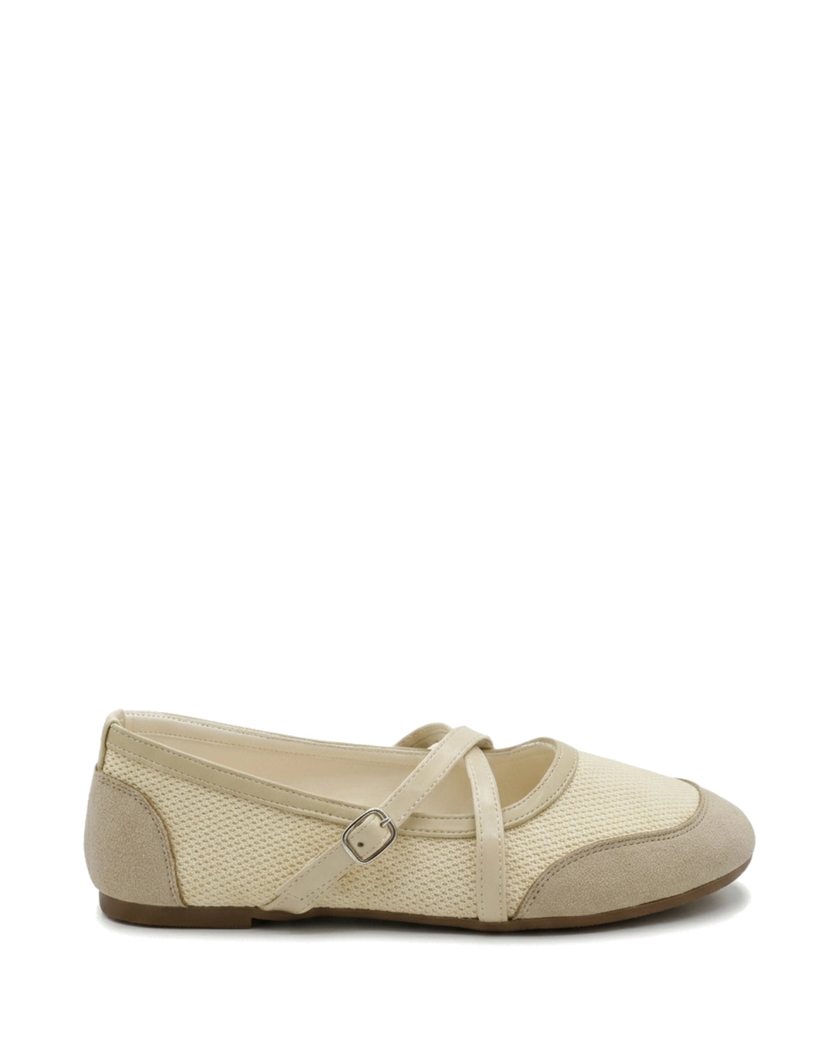 TKN Crossover — Beige — rounded toe — side profile.