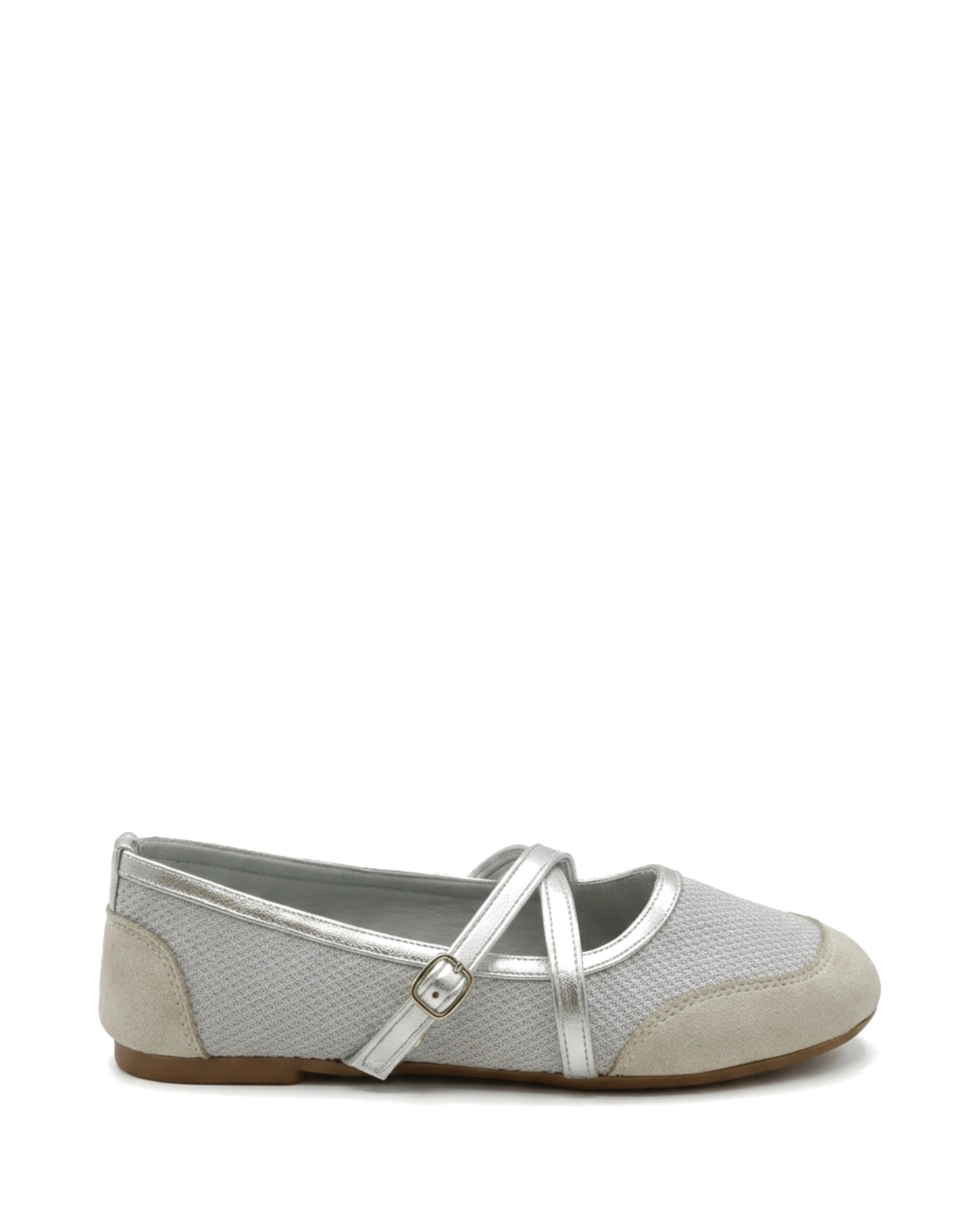 TKN Crossover — Silver — rounded toe — side profile.