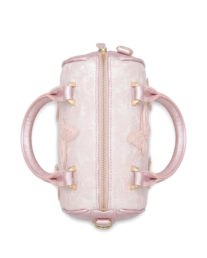 Elise Butterfly-Detail Bowler Bag — Pink — Top view