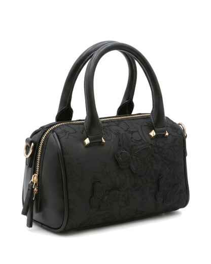 Elise Butterfly-Detail Bowler Bag — Black — Front three-quarter