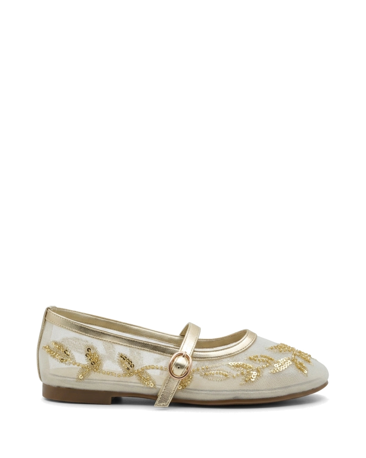 TKN Filigree — White / Gold — rounded toe — side profile.