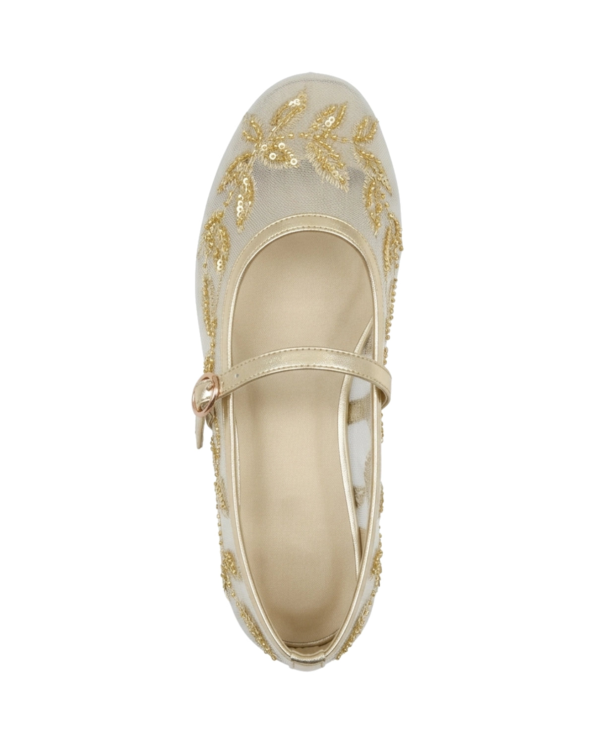 TKN Filigree — White / Gold — rounded toe — overhead view.