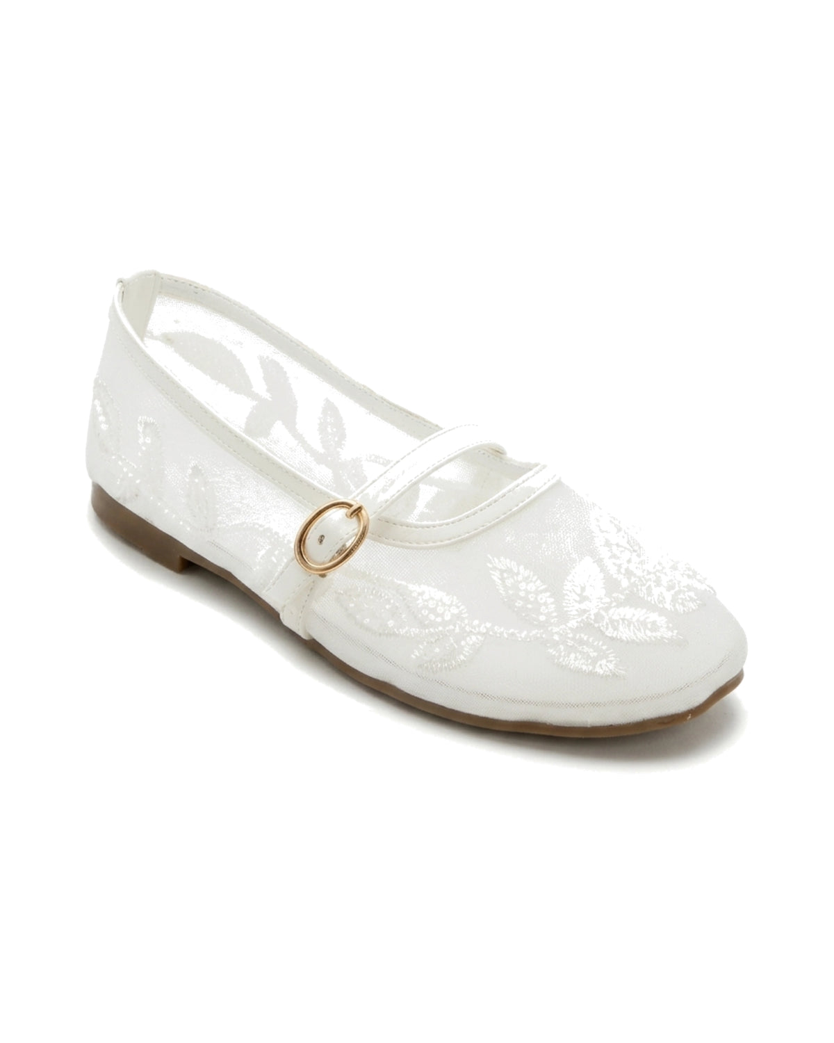 TKN Filigree — White — rounded toe — front three-quarter view.