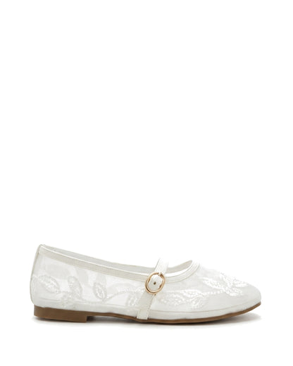 TKN Filigree — White — rounded toe — side profile.