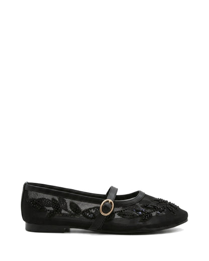 TKN Filigree — Black — rounded toe — side profile.