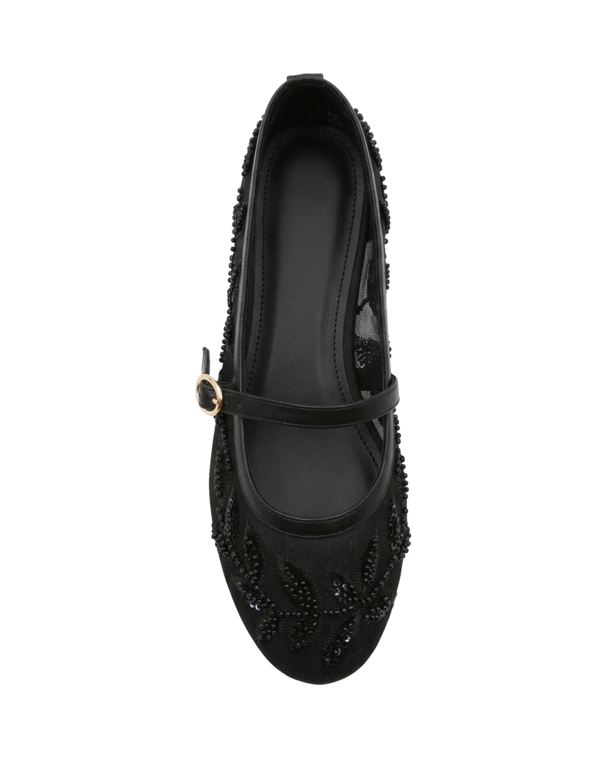 TKN Filigree — Black — rounded toe — overhead view.