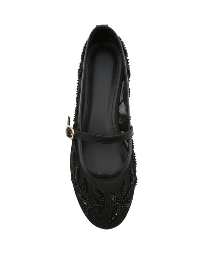 TKN Filigree — Black — rounded toe — overhead view.