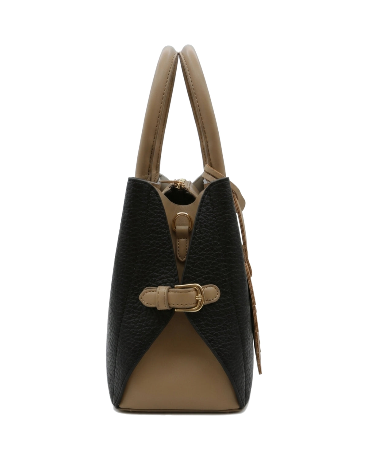 TKN Folio — Black / Tan — tapered trapezoid silhouette — side profile.