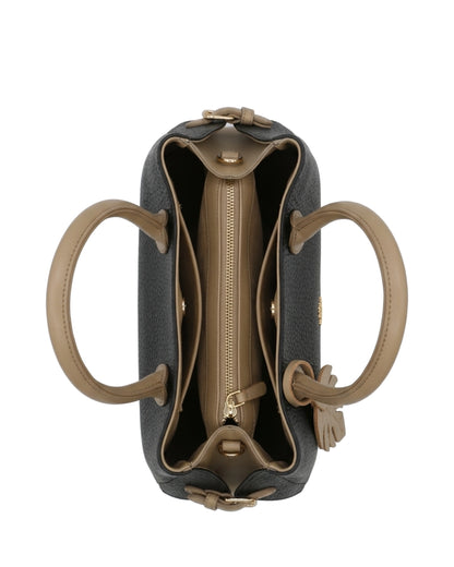 TKN Folio — Black / Tan — tapered trapezoid silhouette — overhead view.