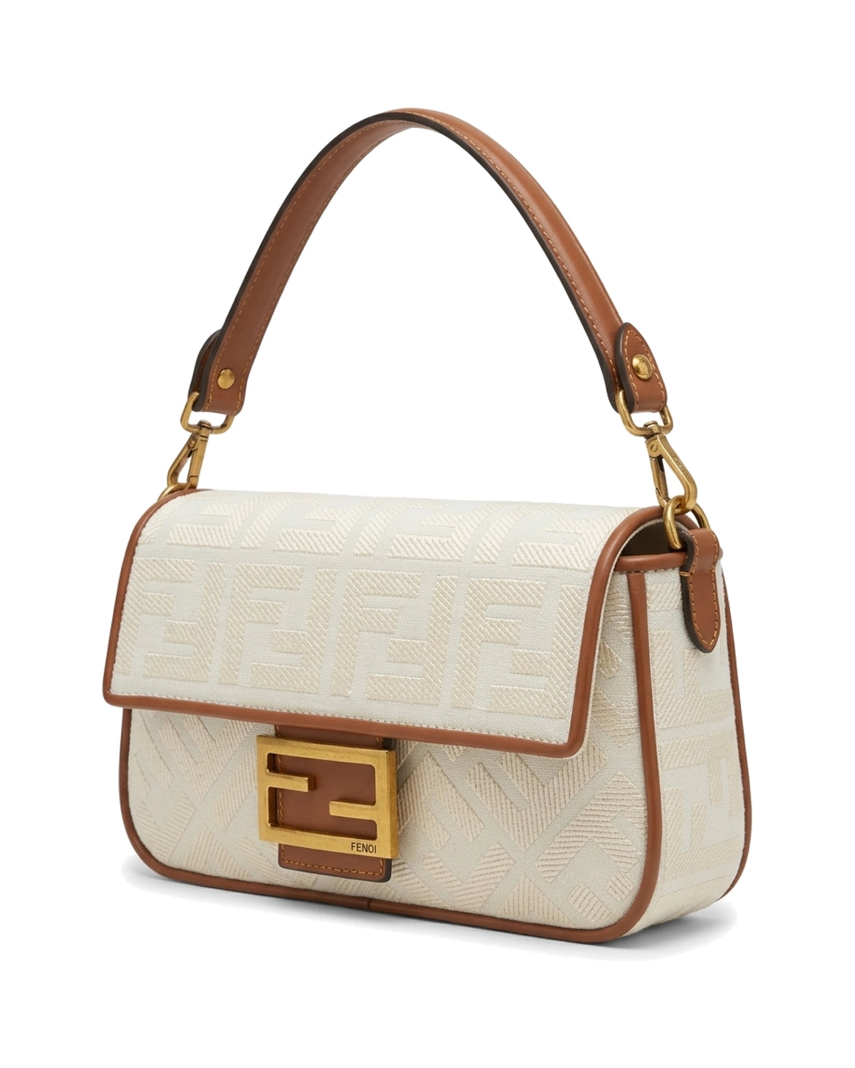 TKN Frame — Cream / Tan — rectangular flap silhouette — front three-quarter view