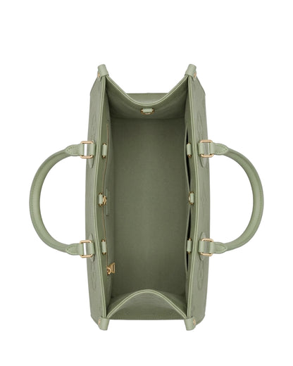 TKN Imprint — Sage — broad structured-looking tote body — overhead view