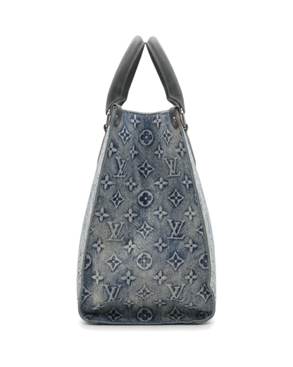TKN Imprint — Blue Pattern — broad structured-looking tote body — side profile.
