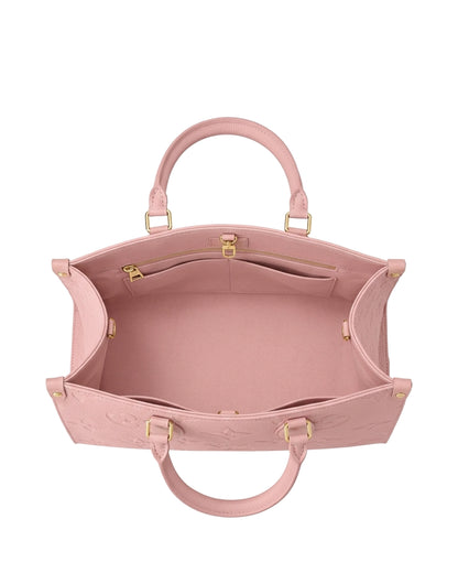 TKN Imprint — Pink — broad structured-looking tote body — overhead view.