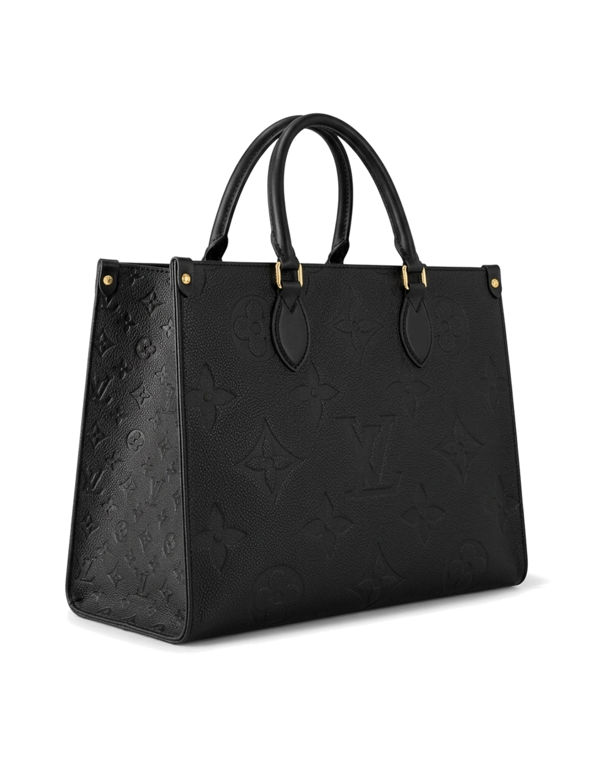 TKN Imprint — Black — broad structured-looking tote body — front three-quarter view.