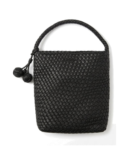 TKN Interlace — Black — upright woven-effect body — overhead view.
